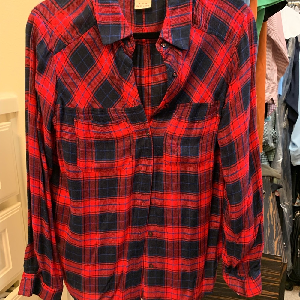 Plaid button down shirt